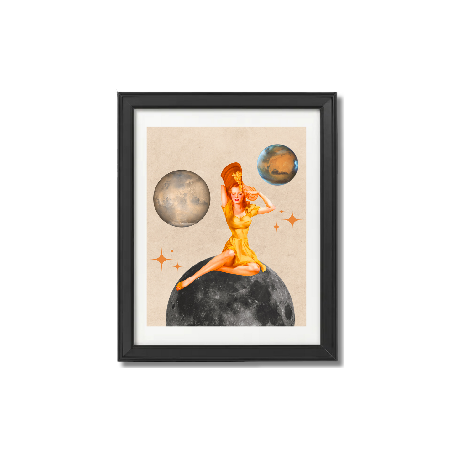 Space Futuristic Pin Up Girl Print
