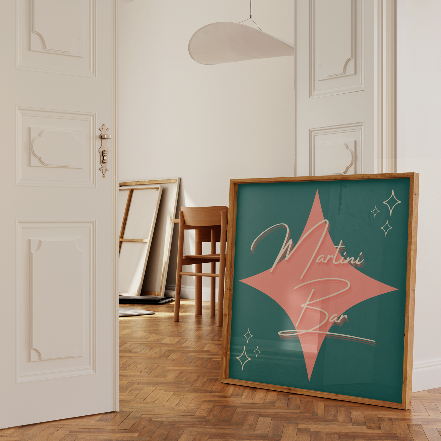 Teal & Pink Martini Bar Print
