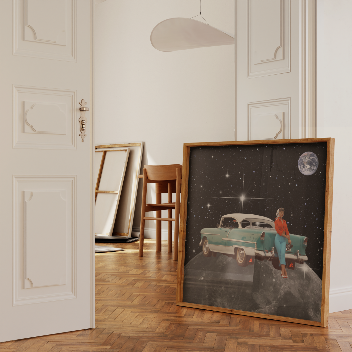 Outer Space Pinup Car Print