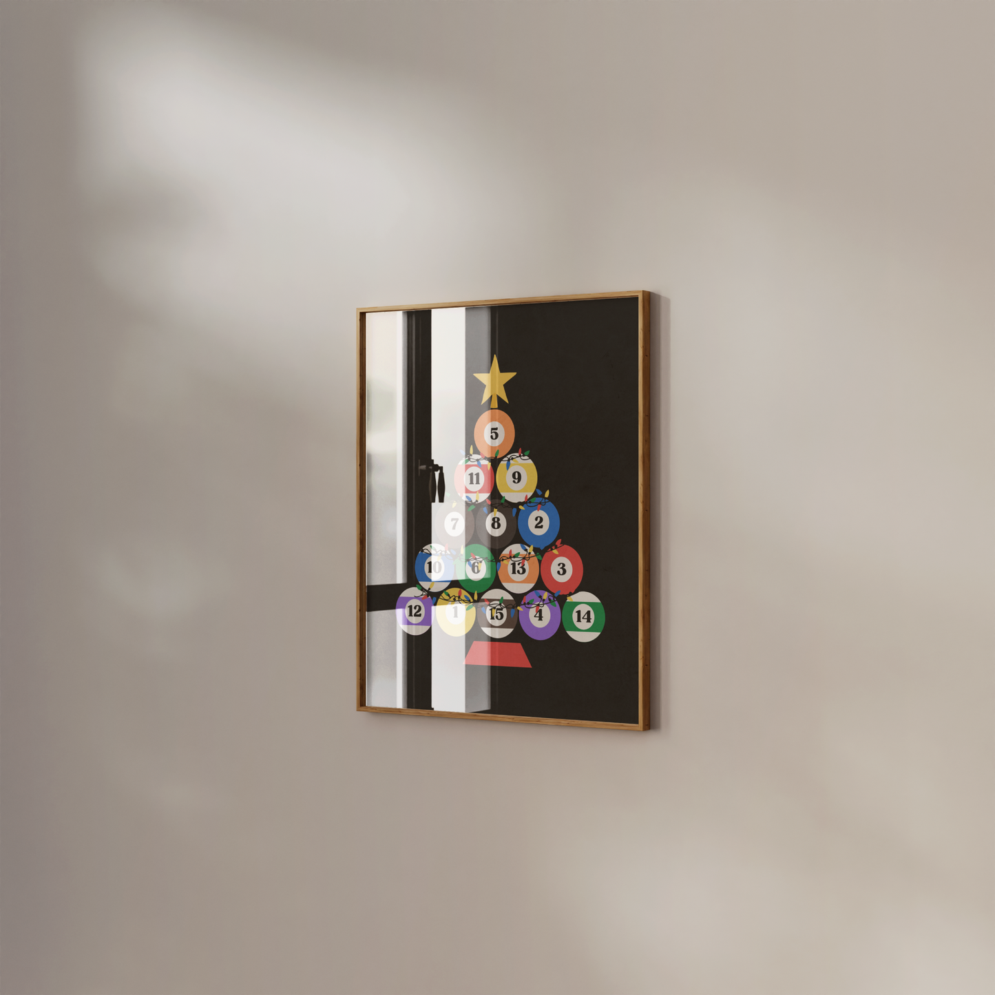 Vintage Rack of Pool Balls Christmas Tree Print