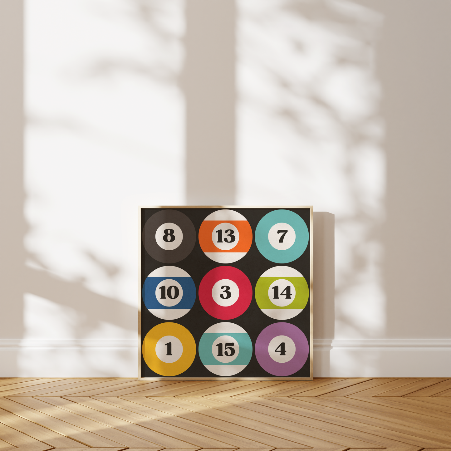 Lavender & Teal Vintage Square Pool Balls Print