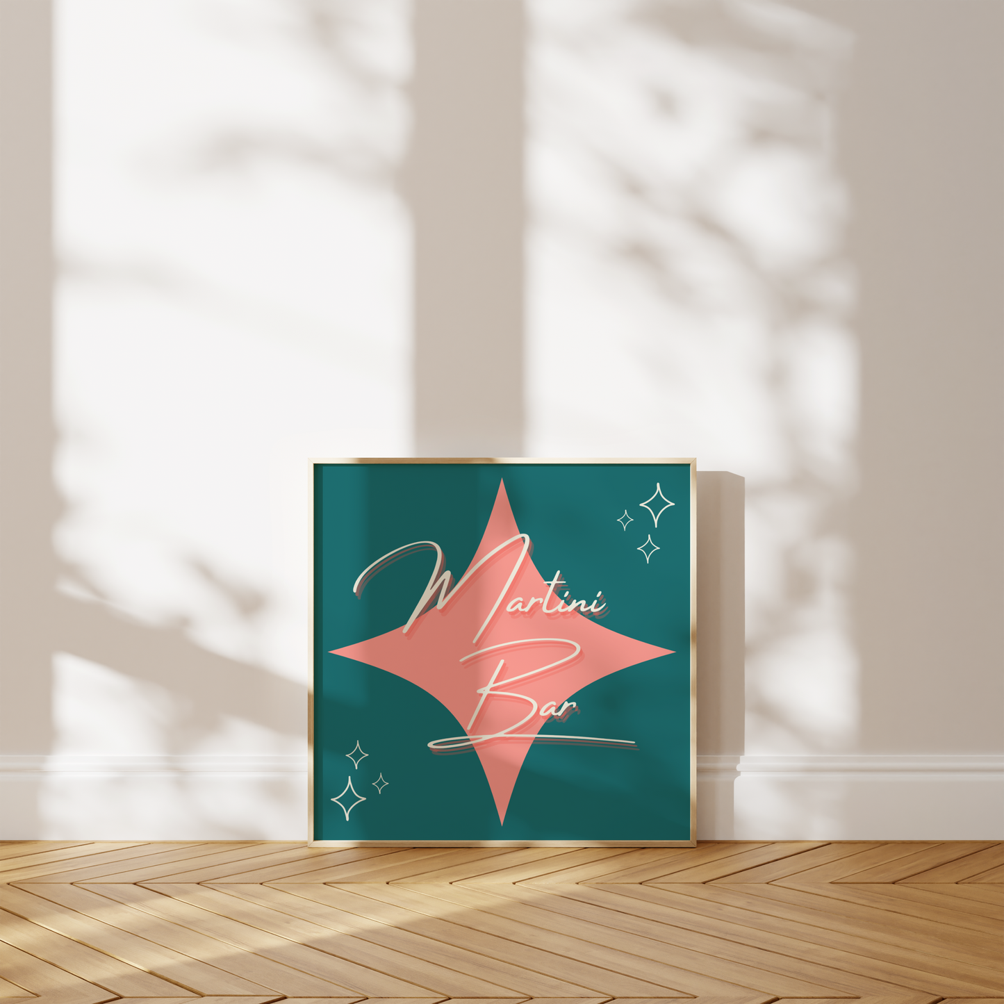 Teal & Pink Martini Bar Print