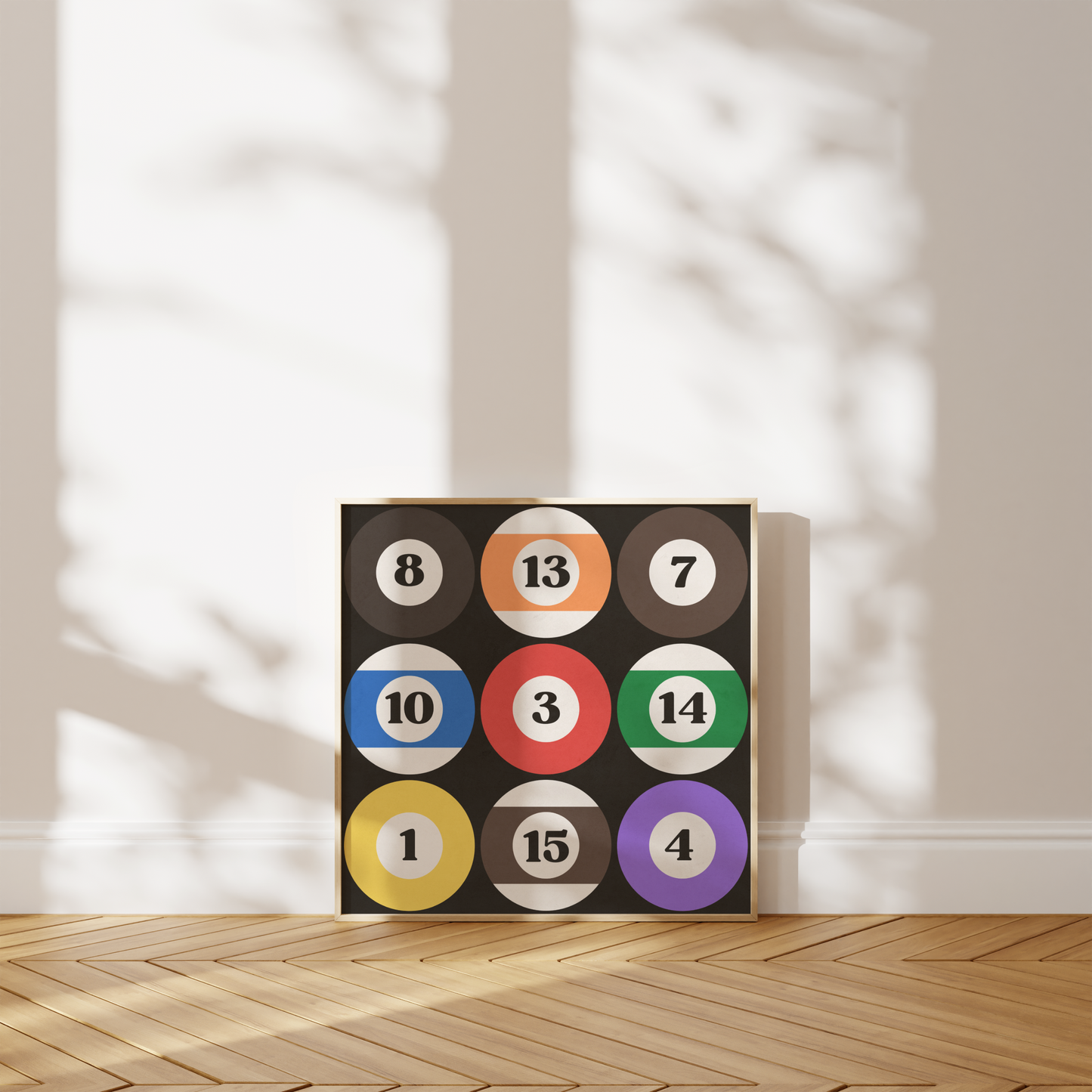Vintage Square Pool Balls Print