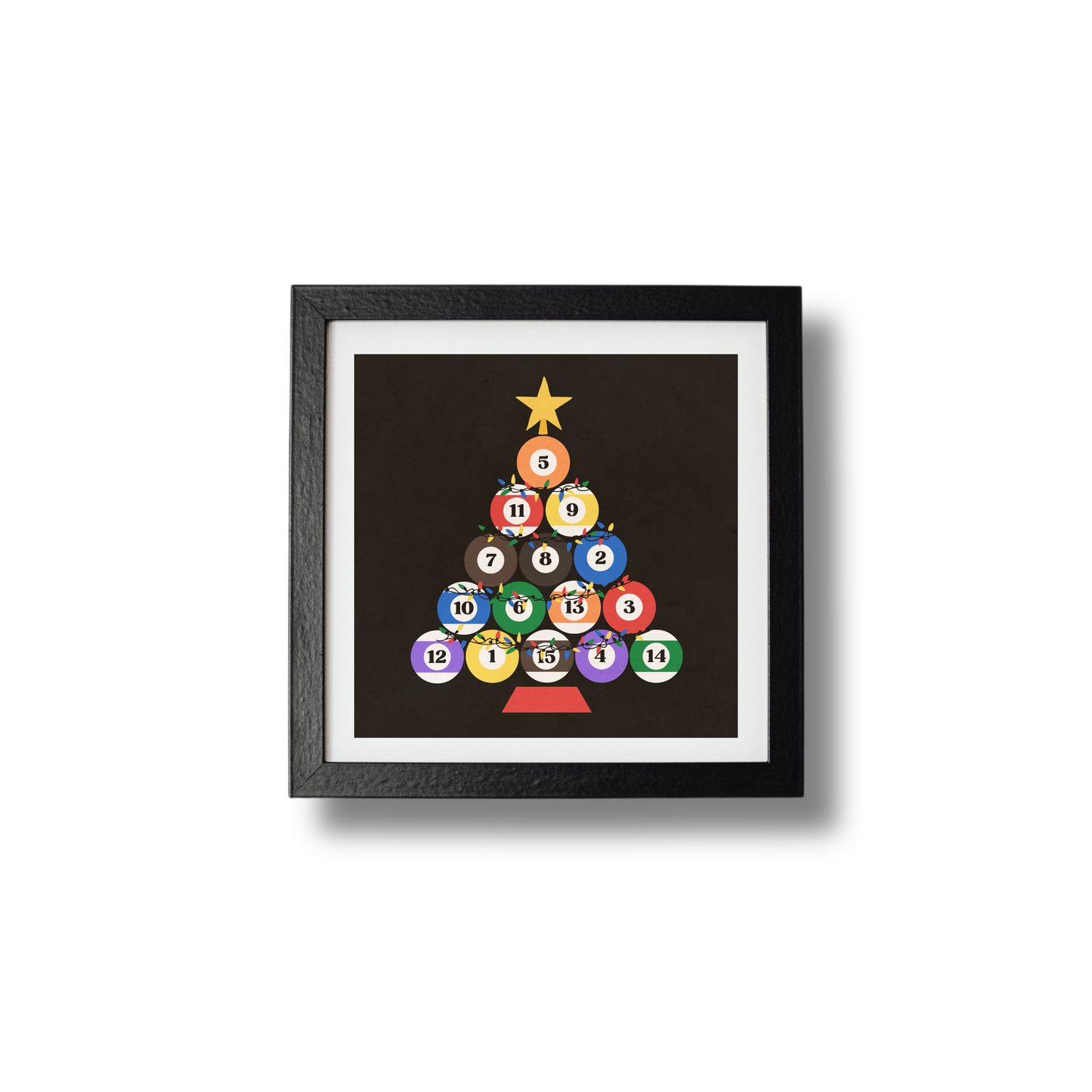 Vintage Rack of Pool Balls Christmas Tree Print