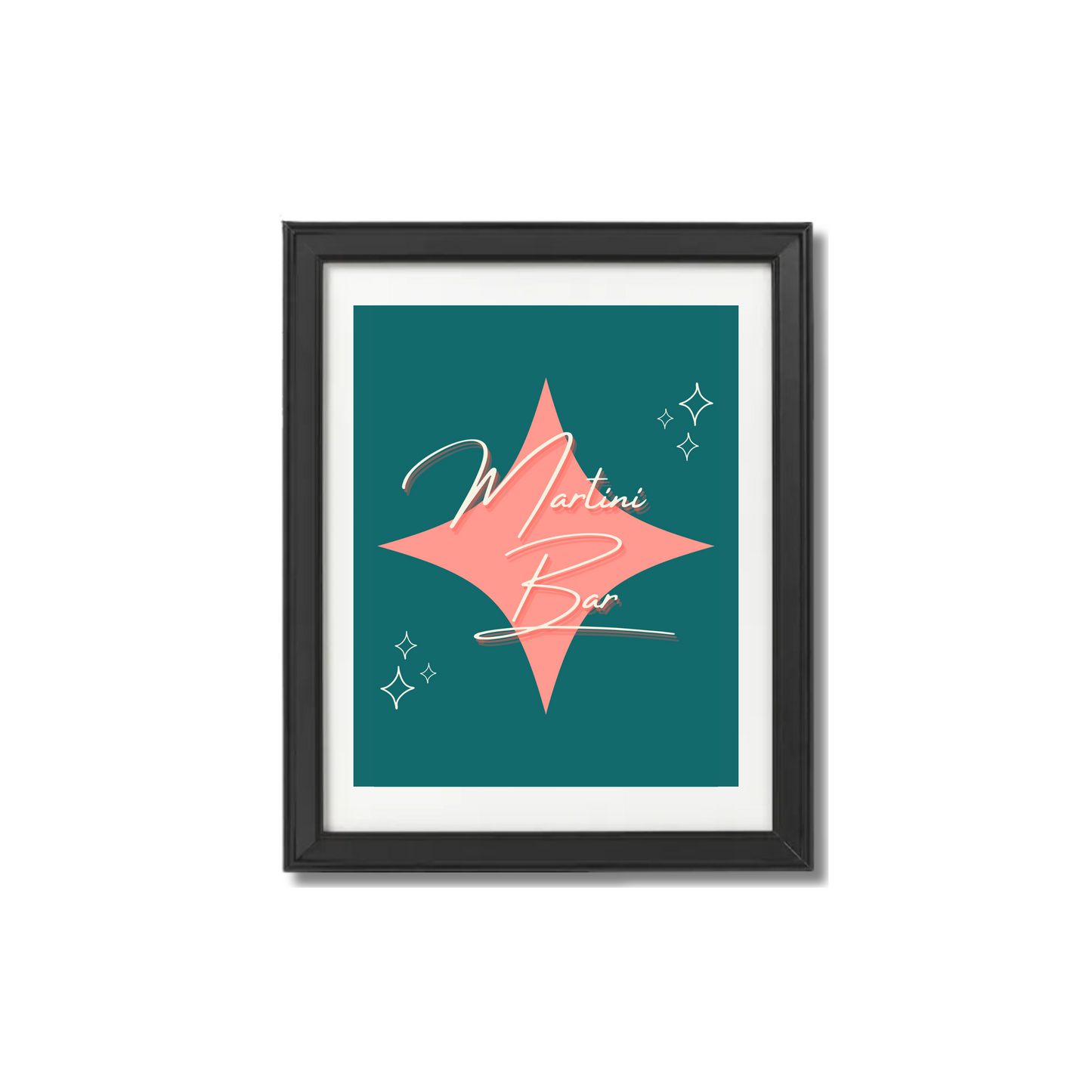 Teal & Pink Martini Bar Print
