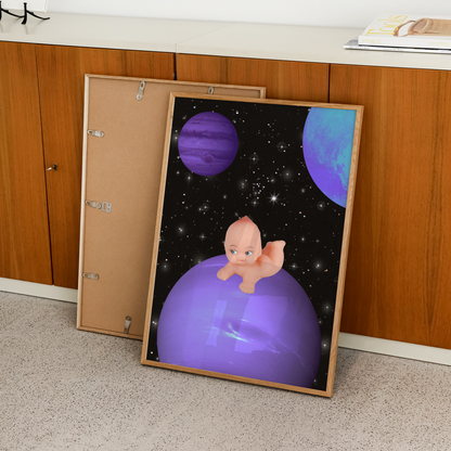 White Kewpie Baby in Space Print