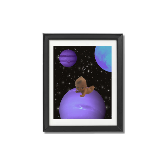 Black Kewpie Baby in Space Print