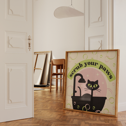 Scrub Your Paws Cat Print