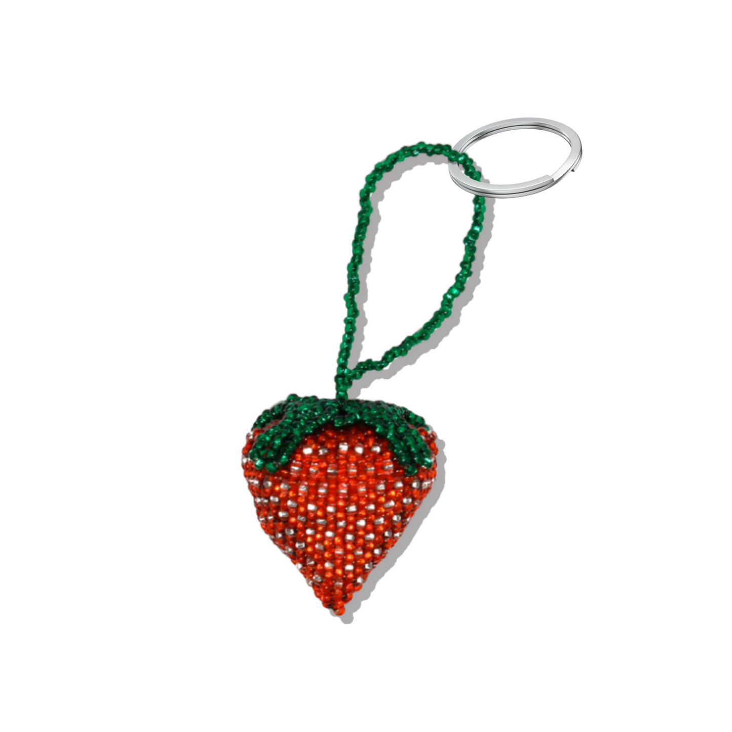 Fair Trade Strawberry Hand Beaded Keychain