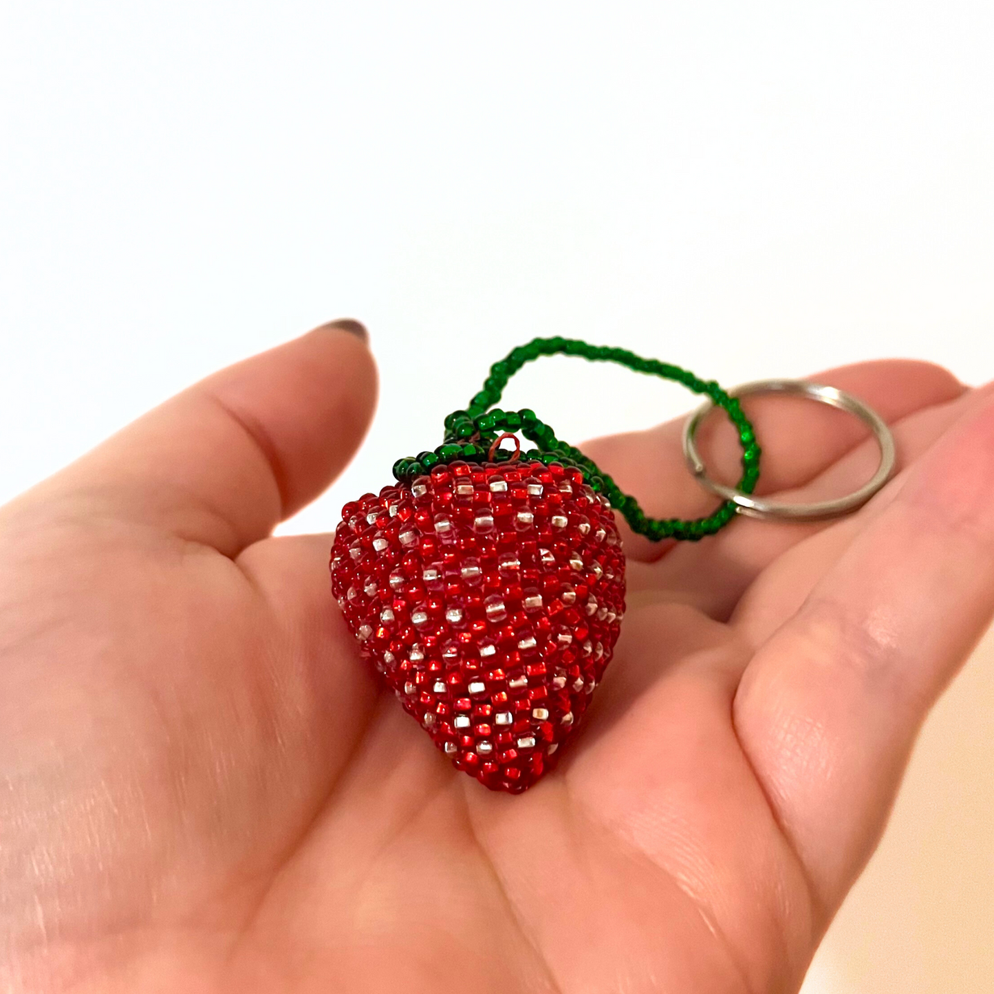 Fair Trade Strawberry Hand Beaded Keychain