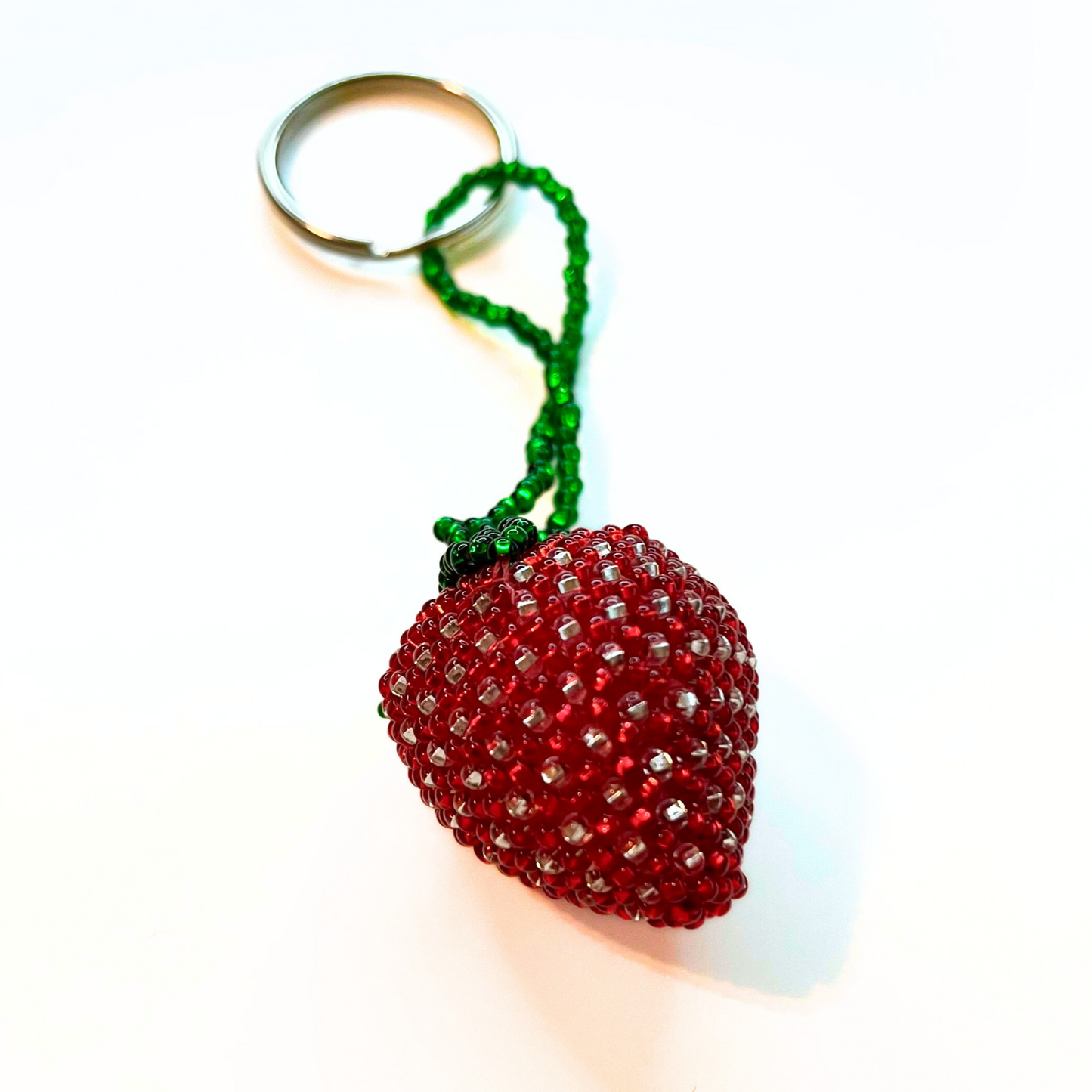 Fair Trade Strawberry Hand Beaded Keychain